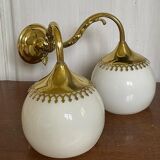 Brass and opaline wall lamp 60s