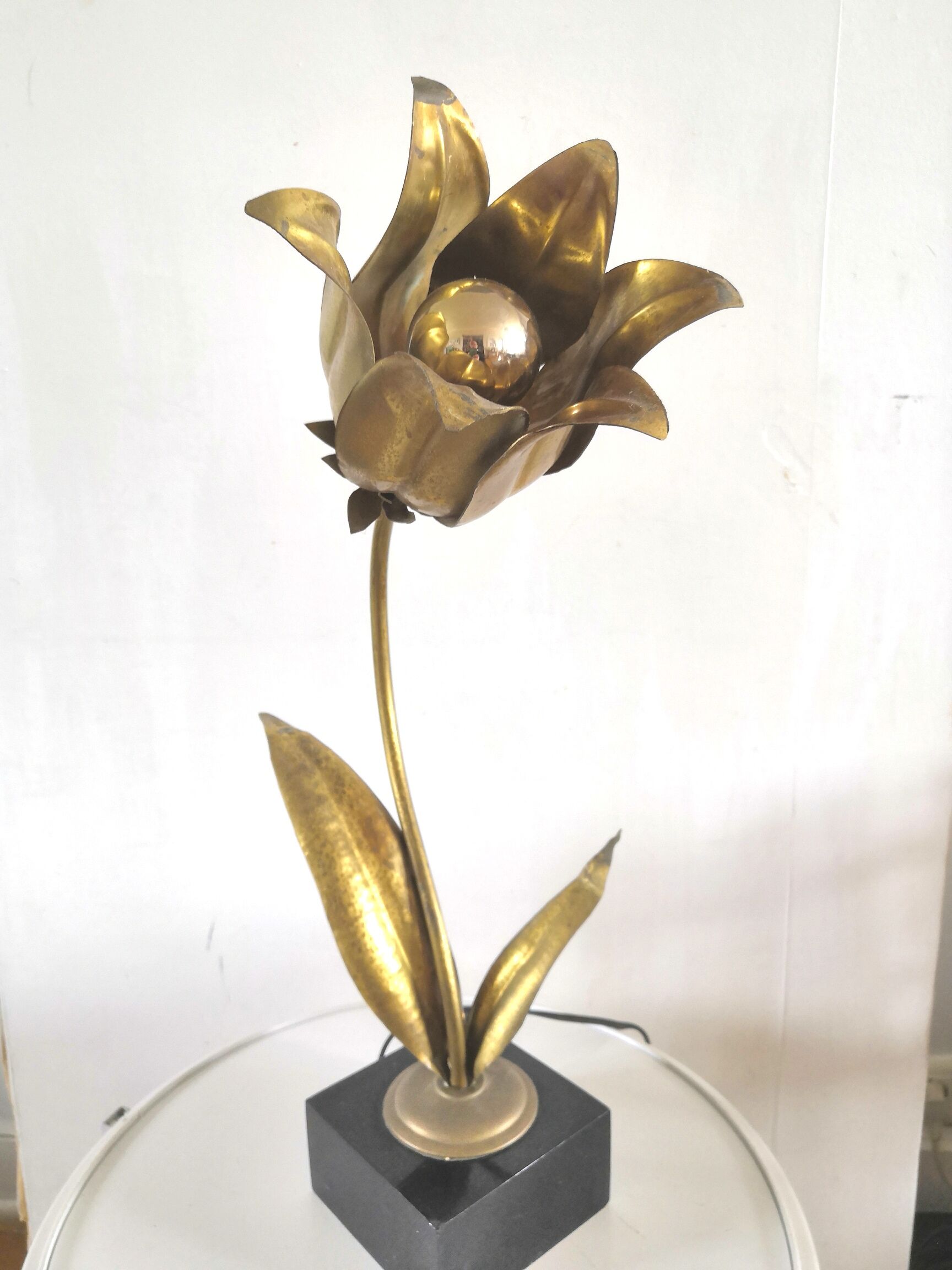 Tulip flower lamp in brass design 60s - 70s