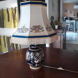 Gien table lamp, renaissance decor, blue background