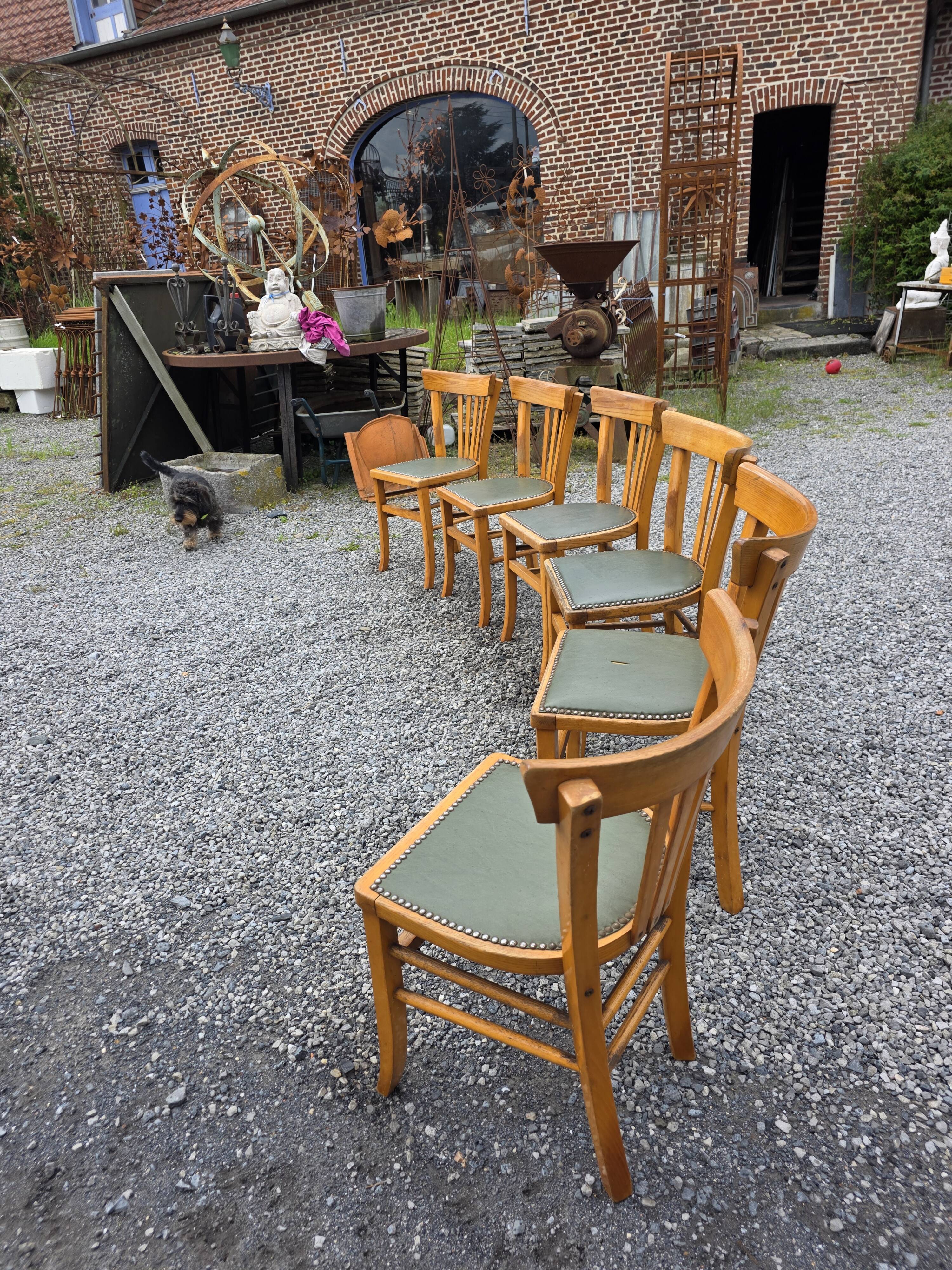 6 bistro chairs in solid oak, 1920s