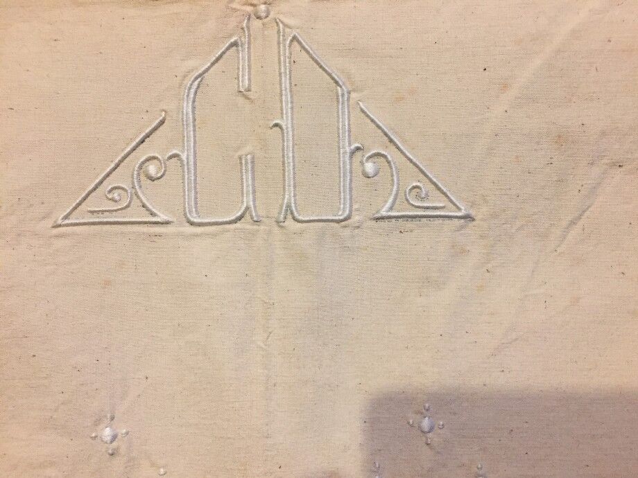 early 20th century sheet 2 m 80 x 3 m 50 with monogram and embroidery