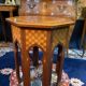 Thuyawood tea table with marquetry decoration.