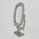 Old large Psyche Gothic table mirror in cast aluminum, Brutalist Mexican style. 70