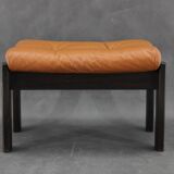 1960s Brown Leather Oak Stool, Denmark