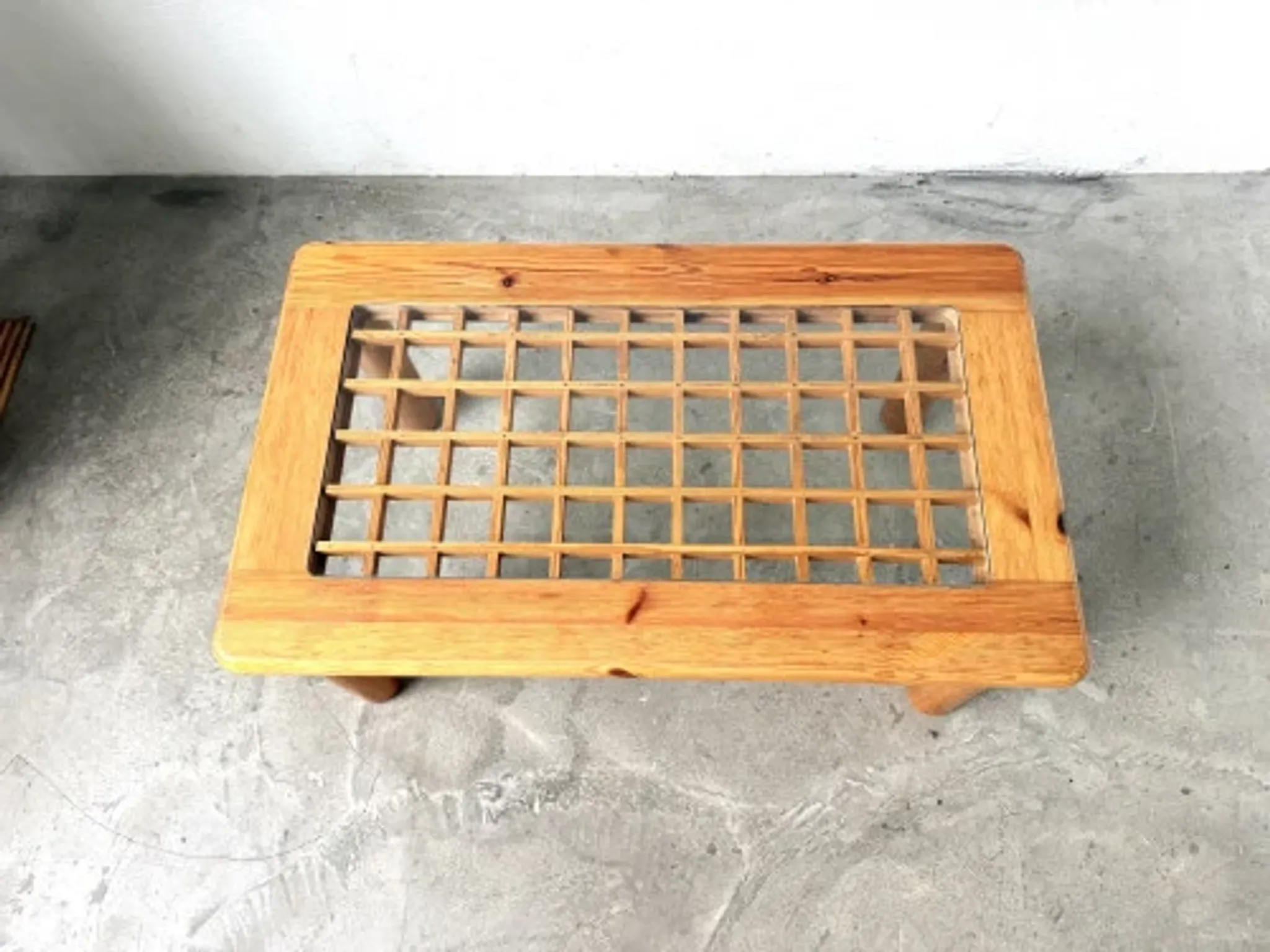 Scandinavian coffee table in solid pine and glass, 1970s