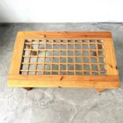Scandinavian coffee table in solid pine and glass, 1970s