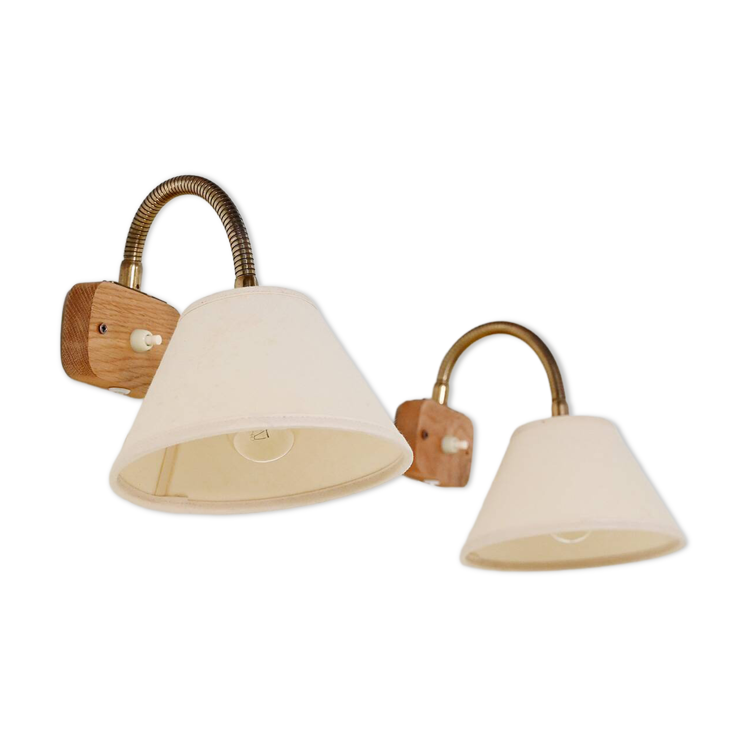 Pair of Scandinavian teak wall lamps, '50s