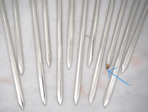 Christofle, 12 skewers, brochettes, metal silver-plated meat picks, anchor.