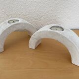 Pair of XXth painted candlesticks