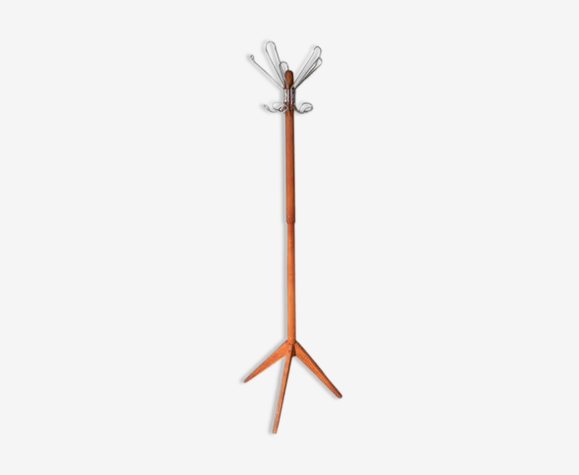 Porte manteau baumann chrome bois vintage