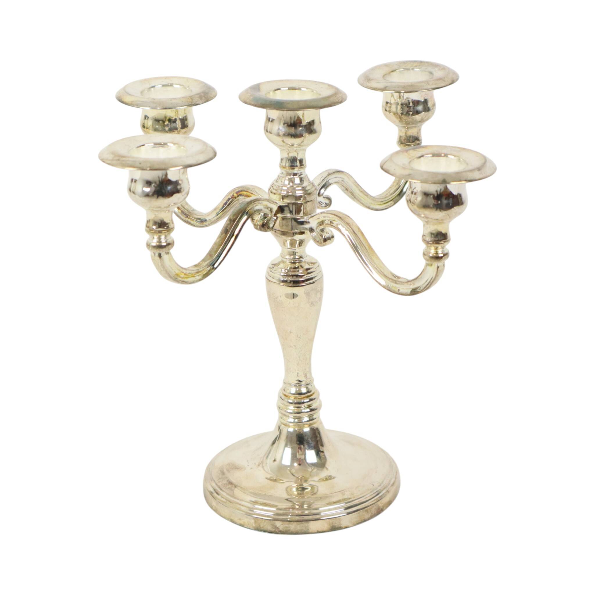 Vintage Candlestick Silver-Plated Metal Adjustable 20cm