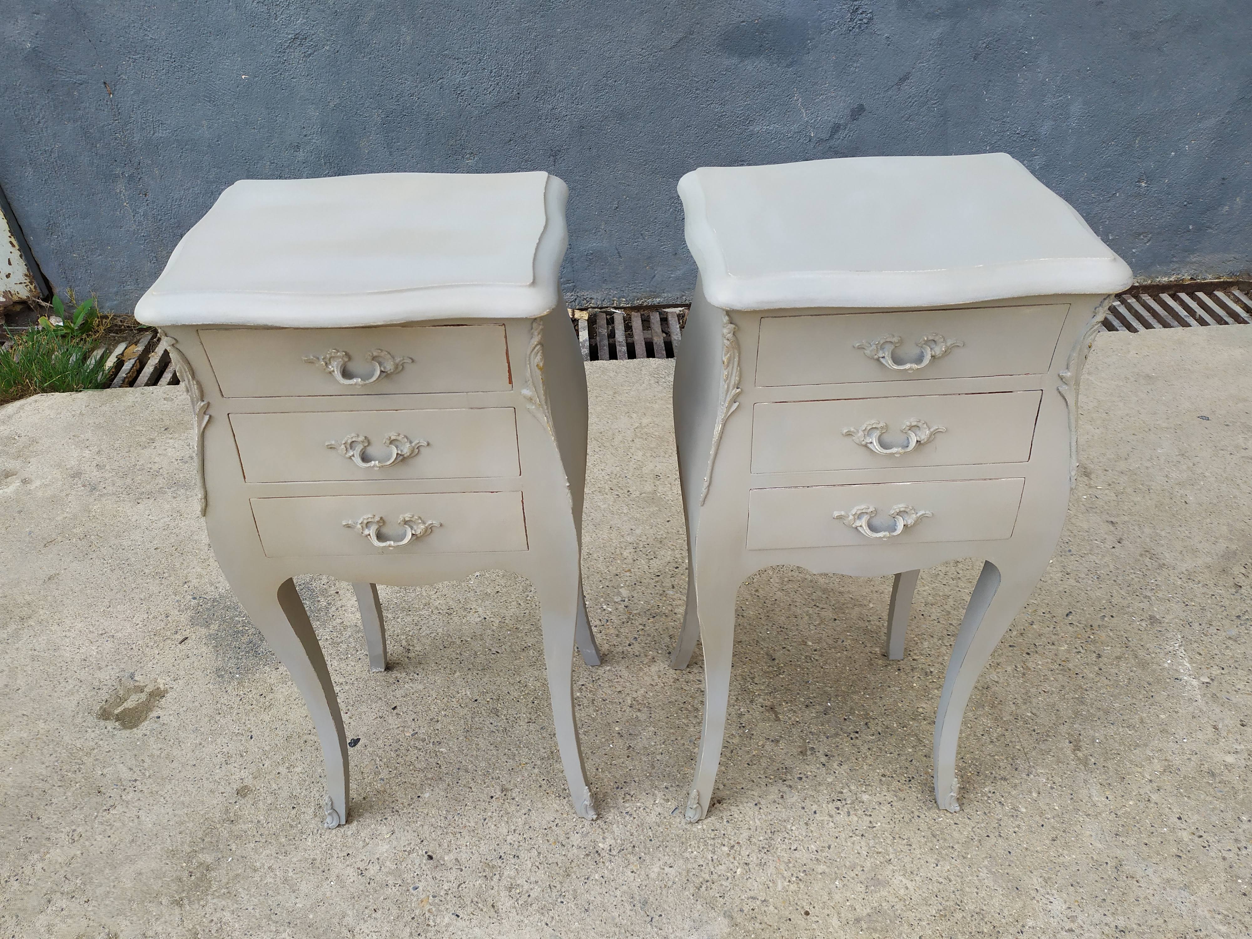 Pair of bedside Louis XV shabby style