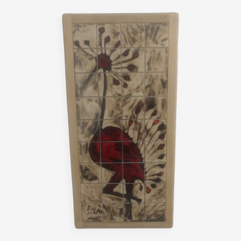 Glazed ceramic panel from the 50s/60s by Dan in Vallauris