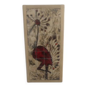 Glazed ceramic panel from the 50s/60s by Dan in Vallauris