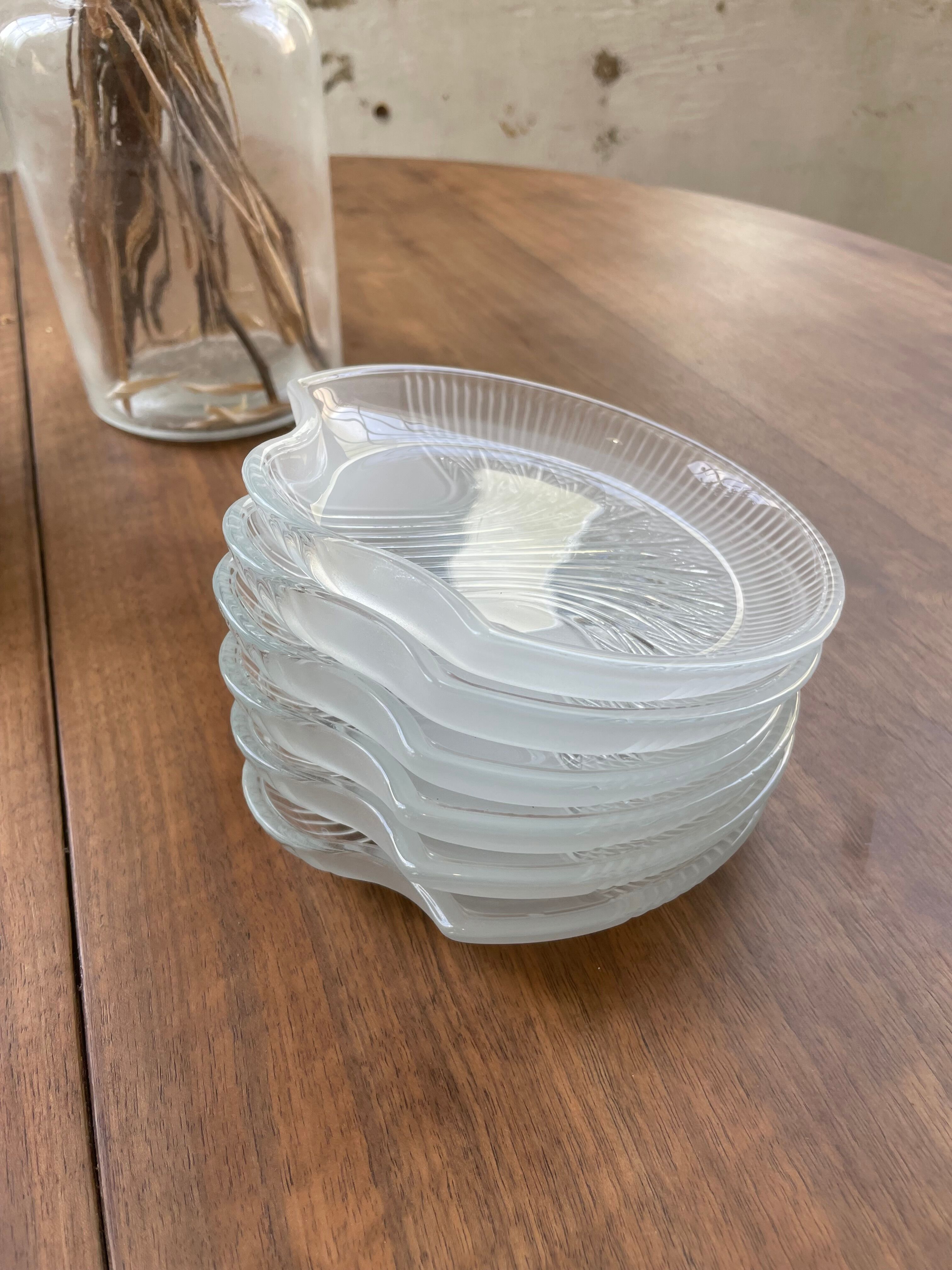 Six ridged glass ramekins