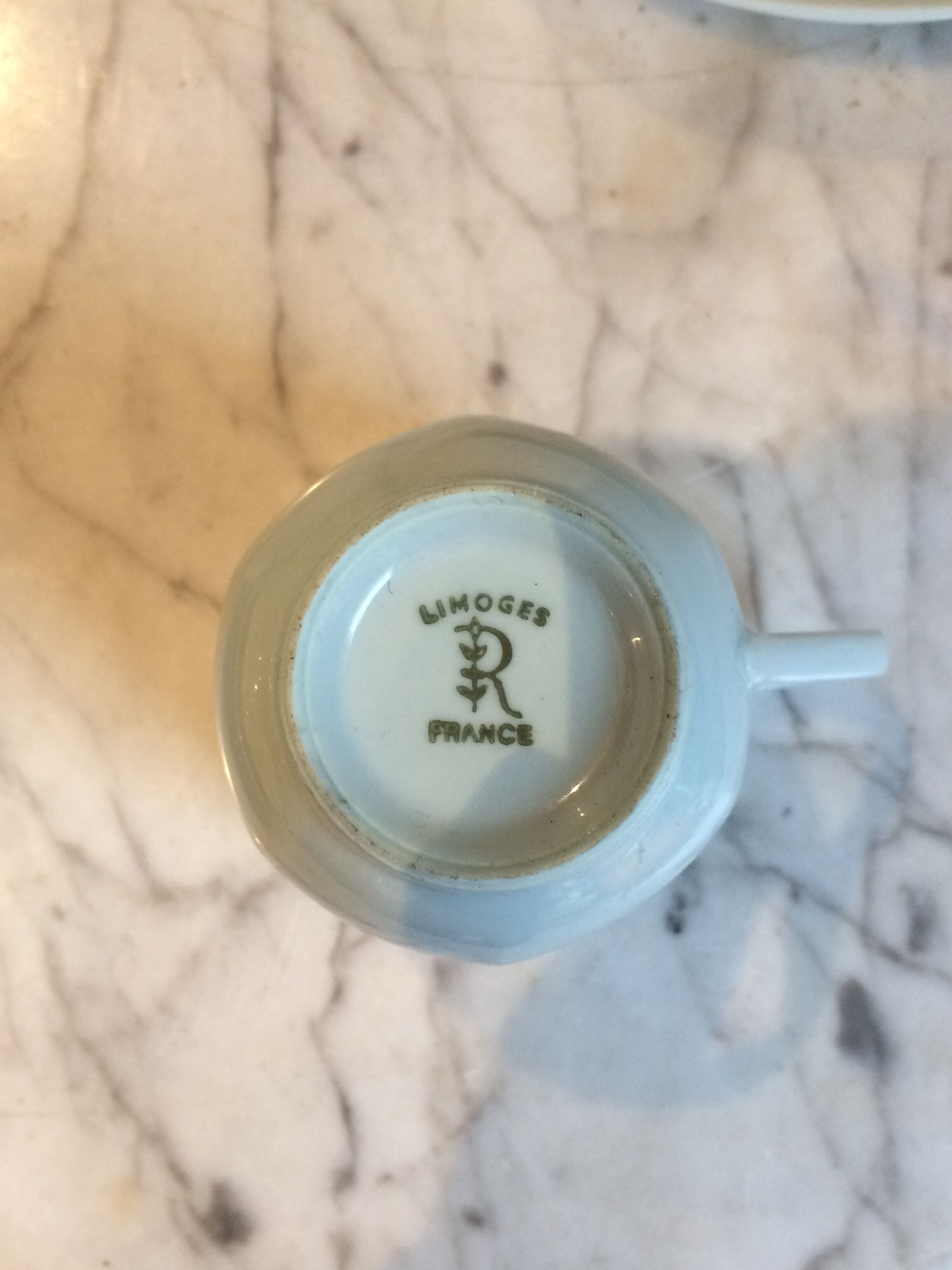 Service at vintage sky blue Limoges coffee