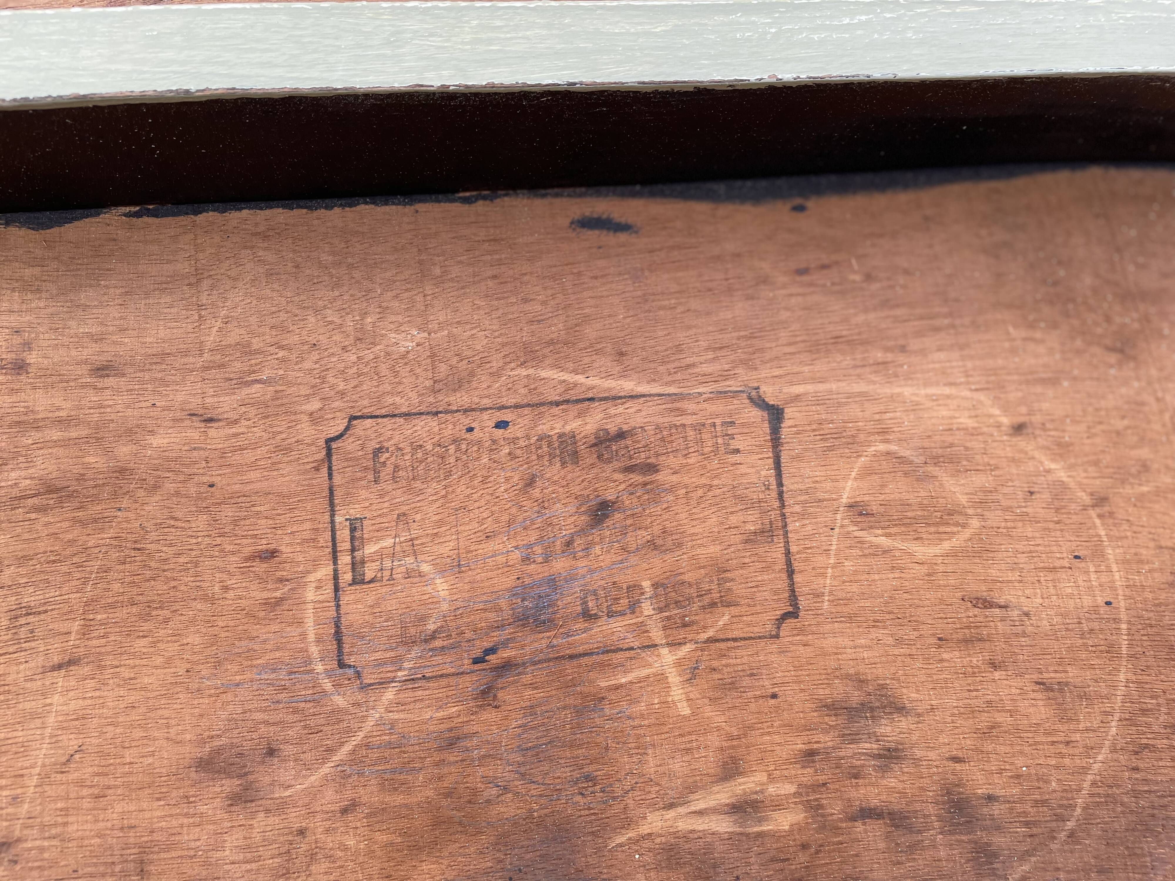 Patinated green baluster table