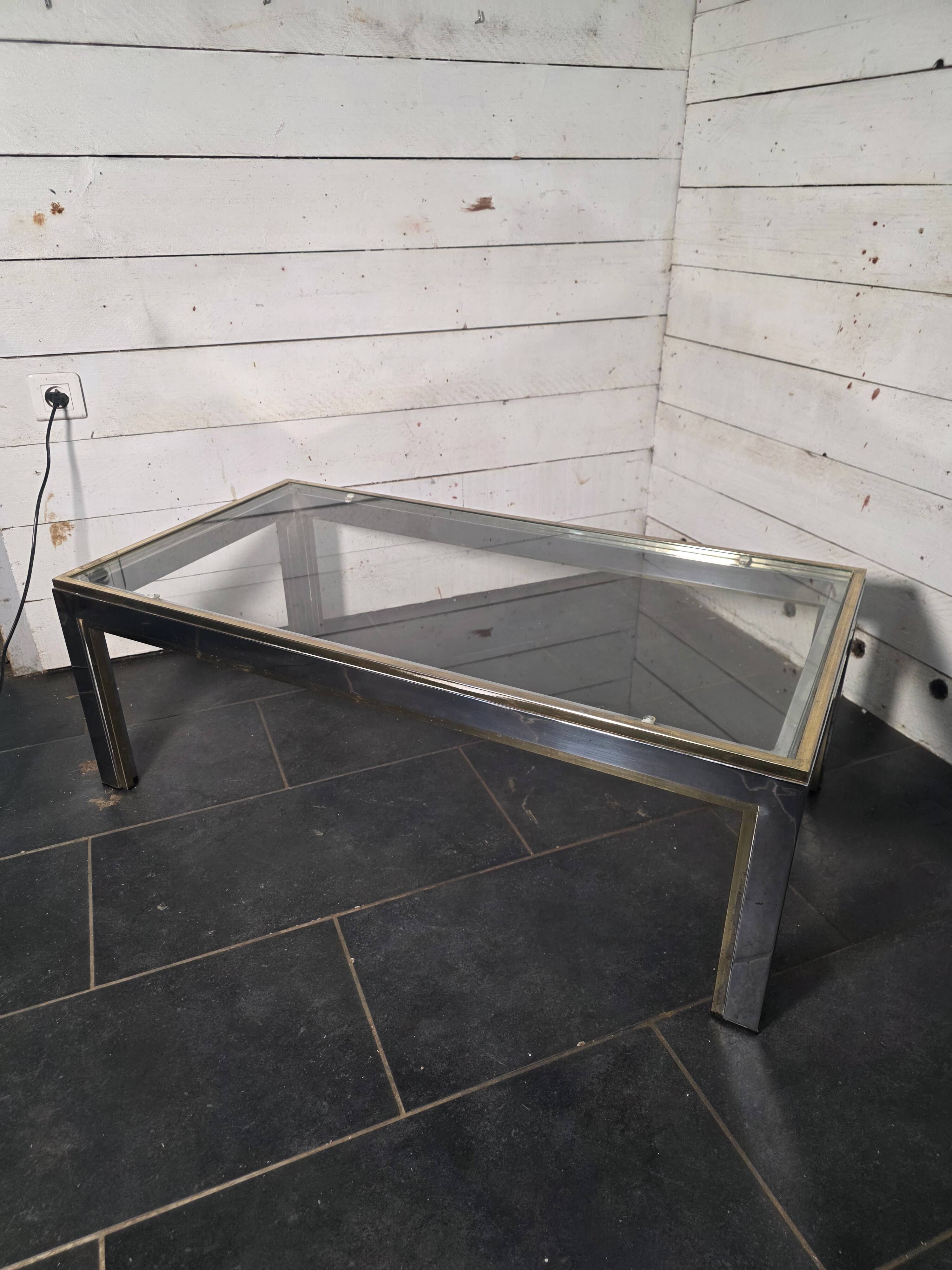 Chrome and gold metal coffee table by Romeo Rega from the 1970s.