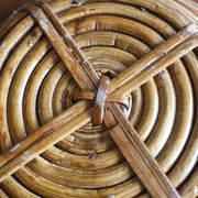 Bauhaus DLG rattan and brass bowl by Italian Gabriella Crespi