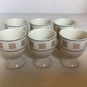 6 coquetiers motifs géométriques beige et marron