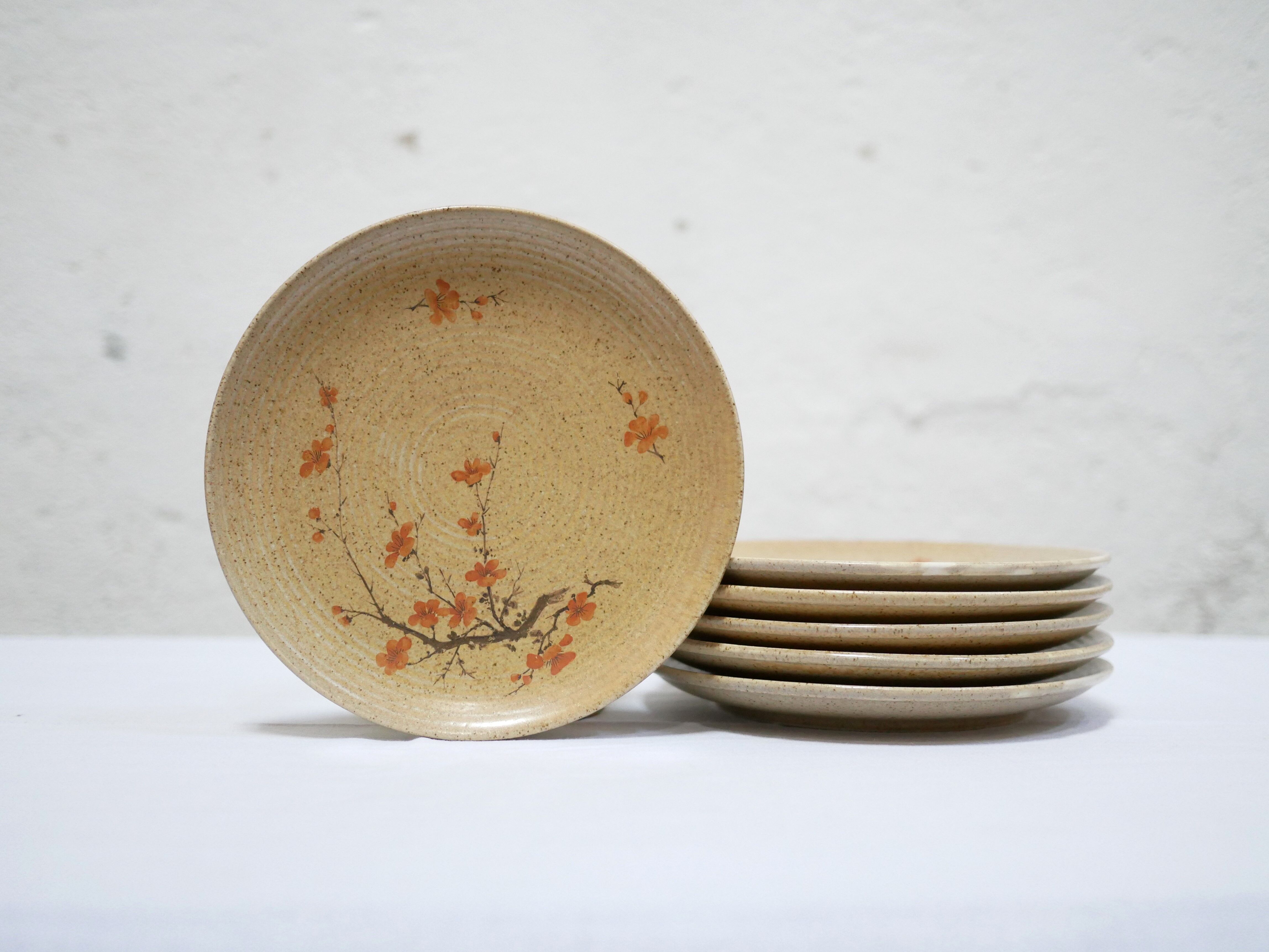 Set of 6 vintage porcelain dessert plates by Maison Revol, France