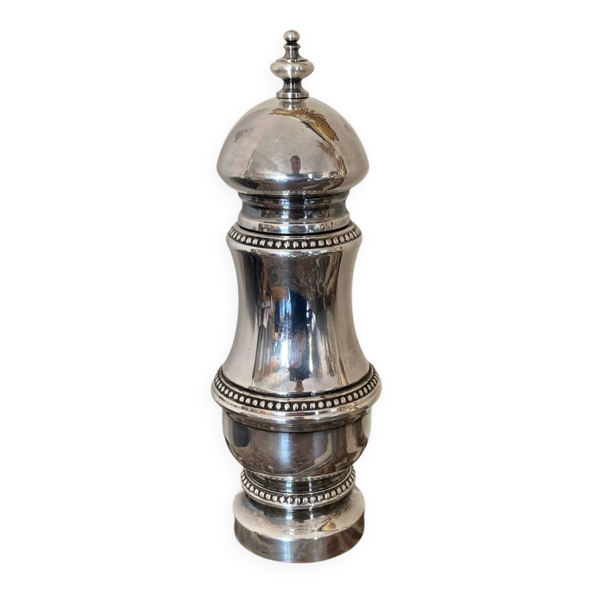 Silver metal pepper mill