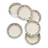 6 assiettes dessert terre de fer Longchamp modèle Trévise vert faïence