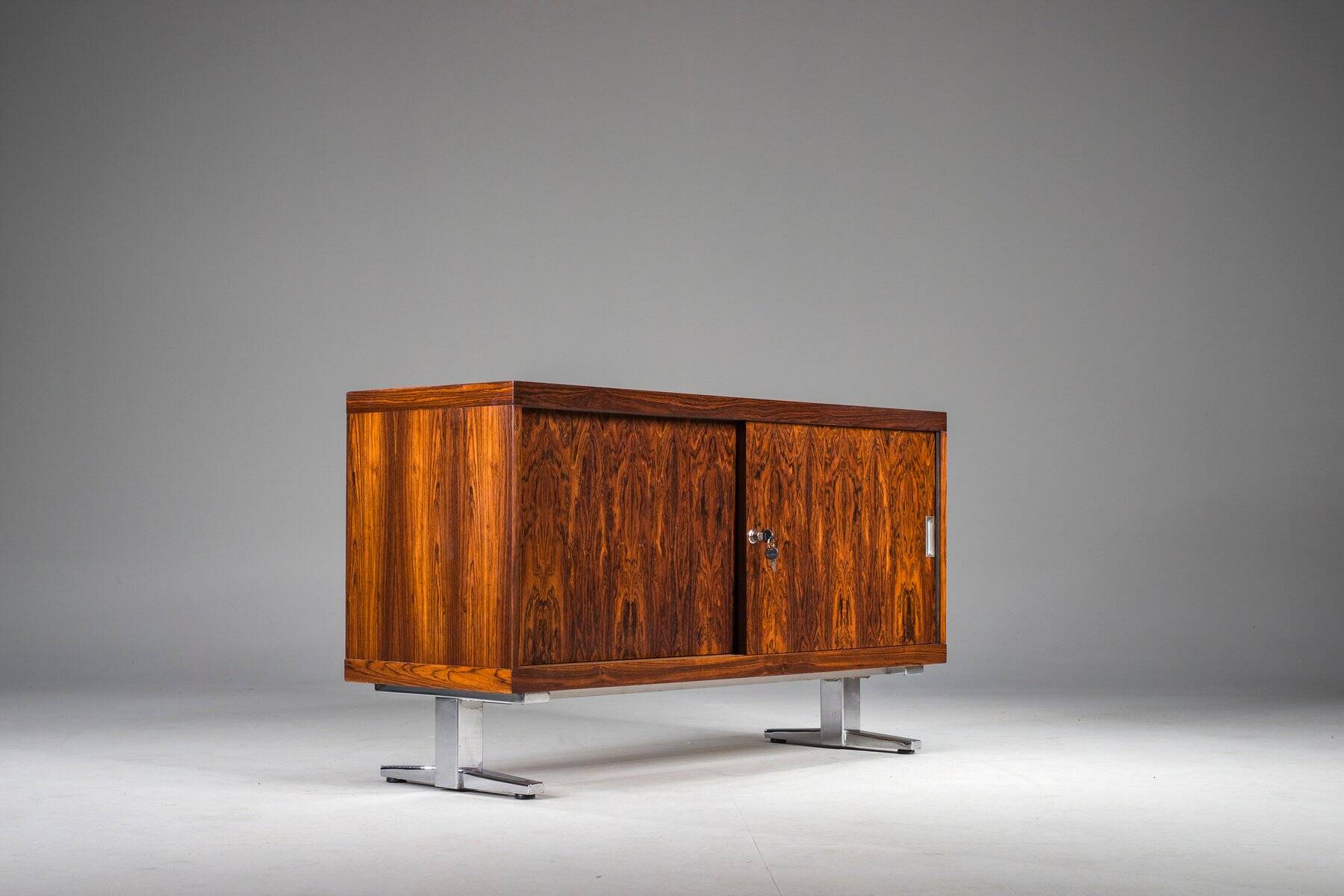 Mid-century wood veneer sideboard with chrome legs, 1960s