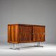 Mid-century wood veneer sideboard with chrome legs, 1960s