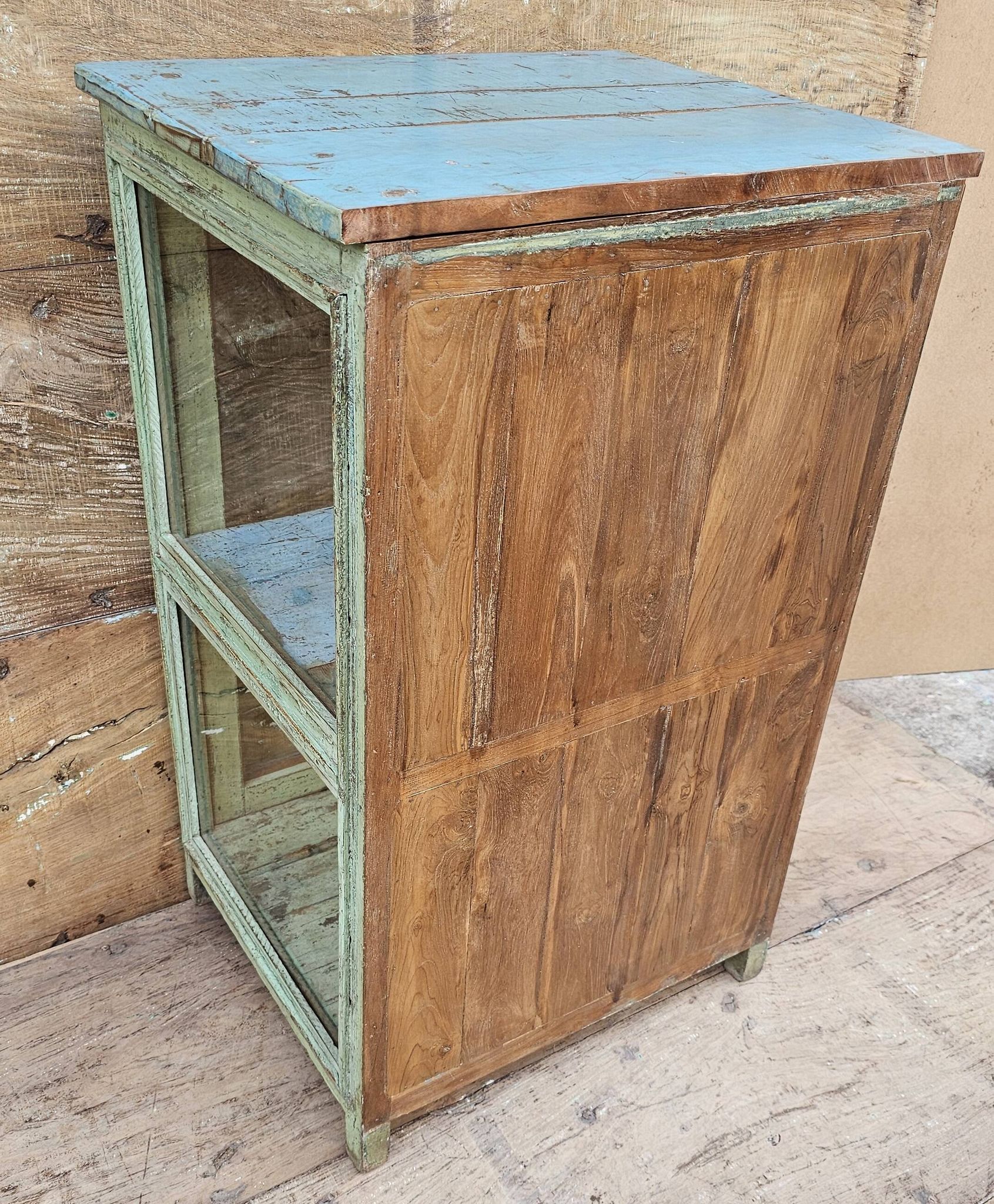 Art Deco glass-fronted bar cabinet in teak