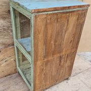 Art Deco glass-fronted bar cabinet in teak
