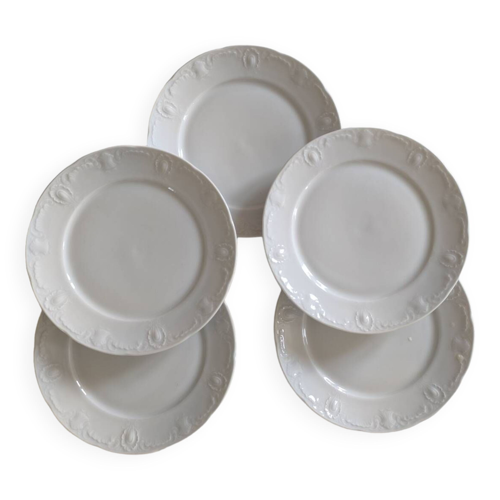 Set of five porcelain dessert plates