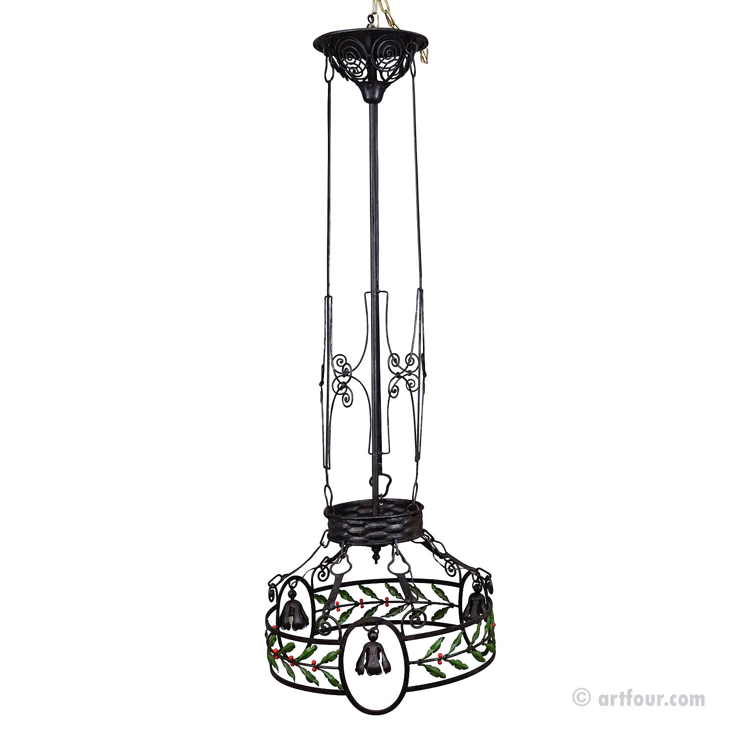 Antique wrought iron chandelier, Germany circa 1900