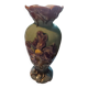 Antique iris flower vase in art deco style slip earthenware