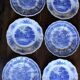 6 romantic blue Lunéville Sarreguemines dinner plates