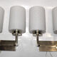 Paire d'appliques doubles 1950 laiton et globes opalins Kaiser Leuchte