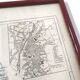 Engraved map of Sarthe wooden frame old plan of Le Mans
