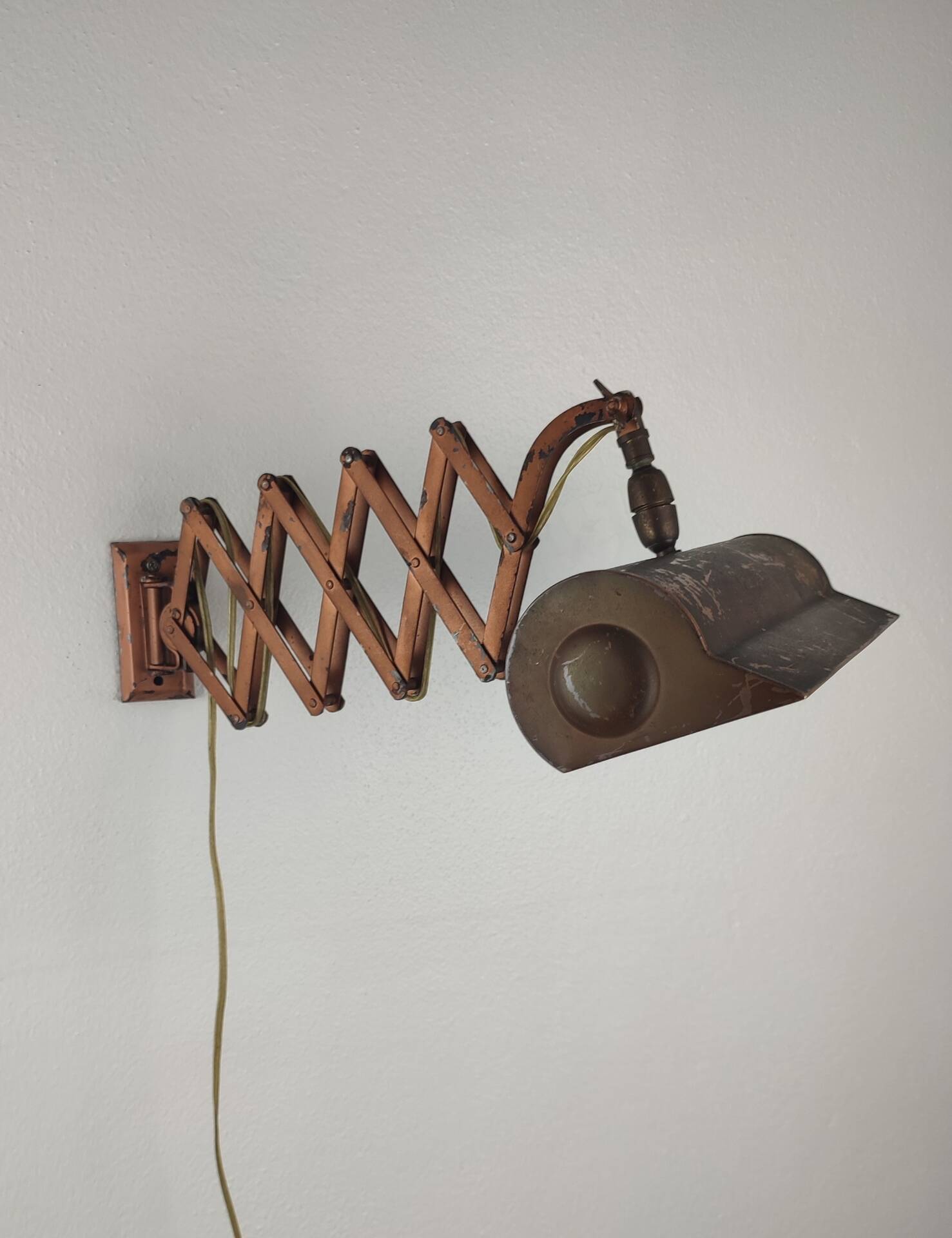 Vintage Industrial Scissor Arm Wall Lamp, Metal Pantograph Light