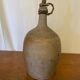 Antique Beige Stoneware Bottle + Wooden Stopper Large Volume Vintage