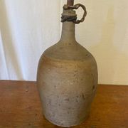 Bouteille Ancienne Grès Beige + Bouchon Bois Grand Volume Vintage