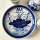 Small blue and white sake set – teapot, 5 cups and tray.