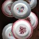 6 assiettes plates Digoin Sarregemines Marsac rouge Fleurs dorure