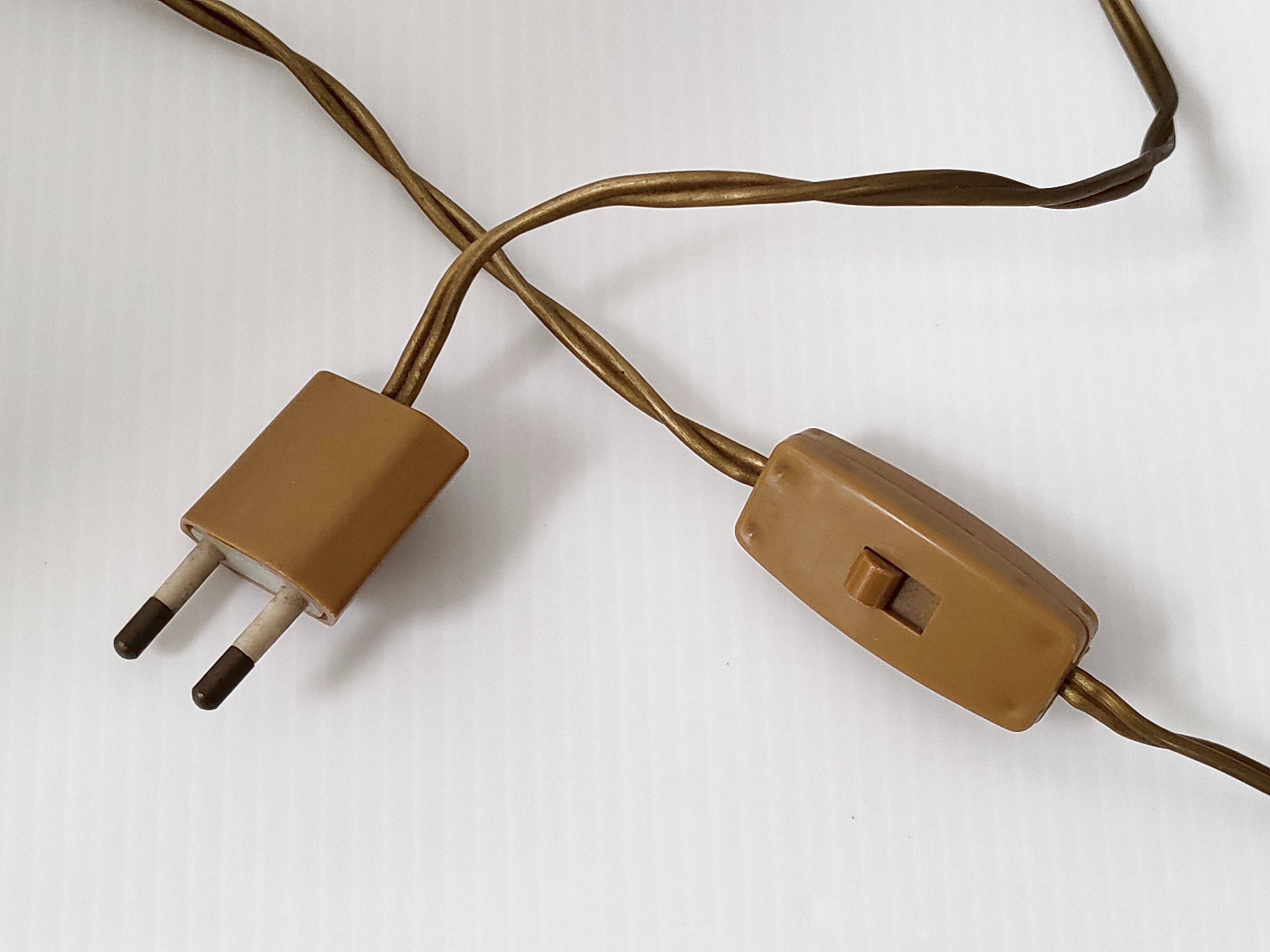 Lampe vintage 1960 bois & rotin