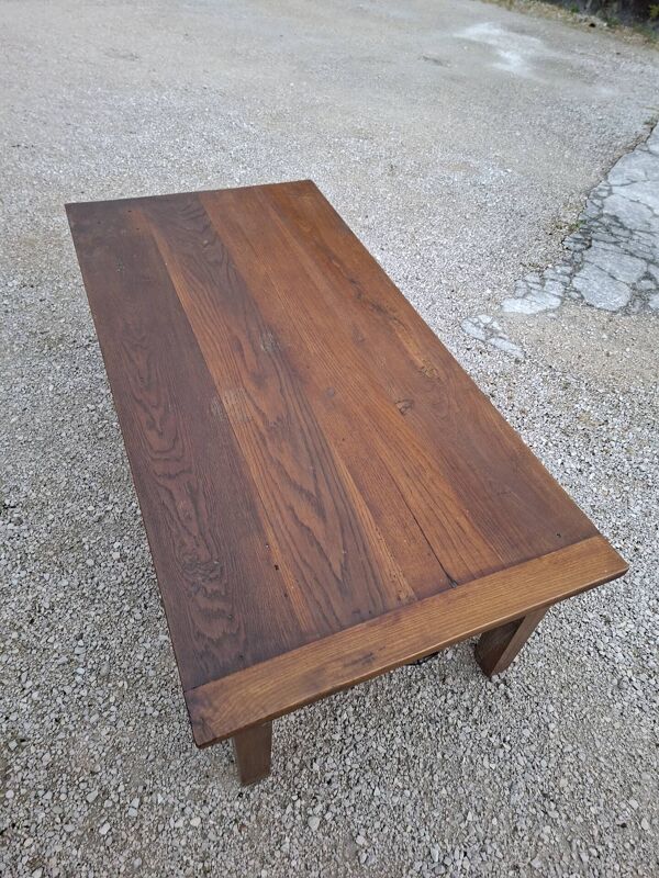 Table basse de ferme rustique ancienne un tiroir -1m42
