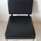 Chrome metal and imitation leather armchair from the 50s