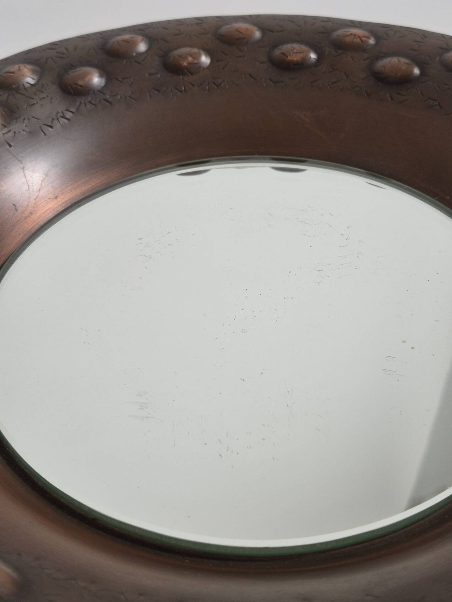 Miroir mural en cuivre fait main par Eugen Zint, milieu XXème