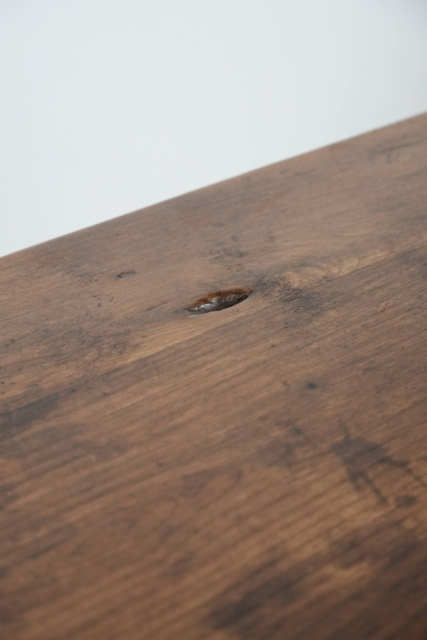 Antique French farmhouse dining table with two drawers and a pull-out board