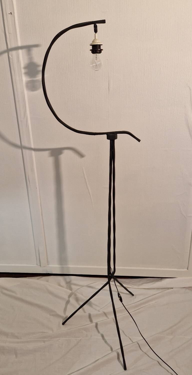Twisted wrought iron floor lamp 1950 1960