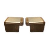 Pair of Suede Bedside Tables with removable top in anodized aluminum Circa 1970