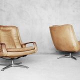 Swivel Leather Chairs by Carl Straub, 1950s, Set of 2
